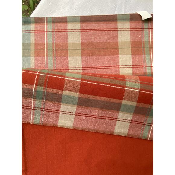 Table Runner  Pumpkin / Paprika Orange w Plaid includes sage green & white EUC - Picture 10 of 11